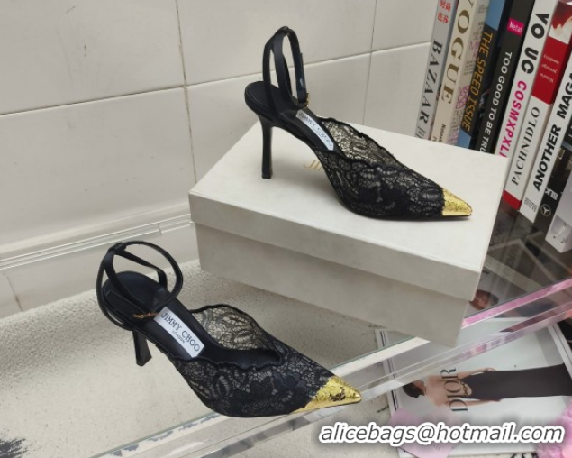 Perfect Jimmy Choo Faiz Lace Pumps 9cm with Metal Detail Black 0206099 2026