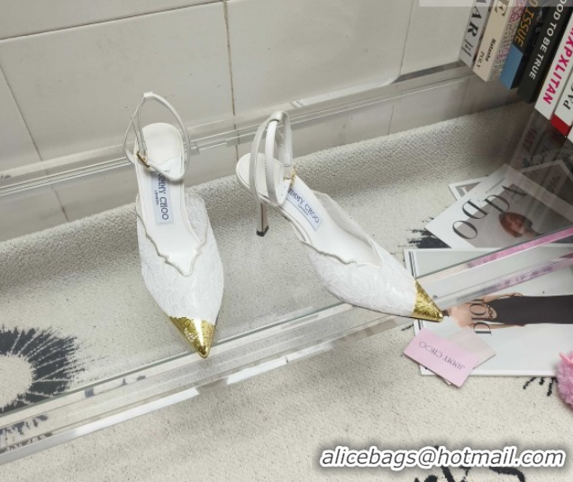 Best Price Jimmy Choo Faiz Lace Pumps 9cm with Metal Detail White 60206100 2026