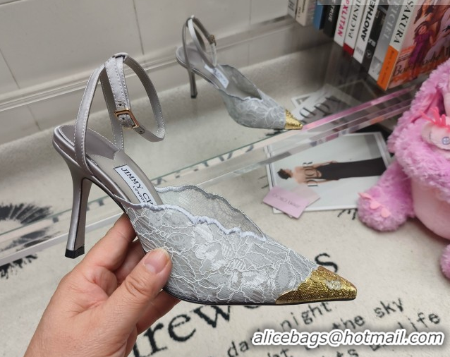 Best Product Jimmy Choo Faiz Lace Pumps 9cm with Metal Detail Grey 0206102 2026