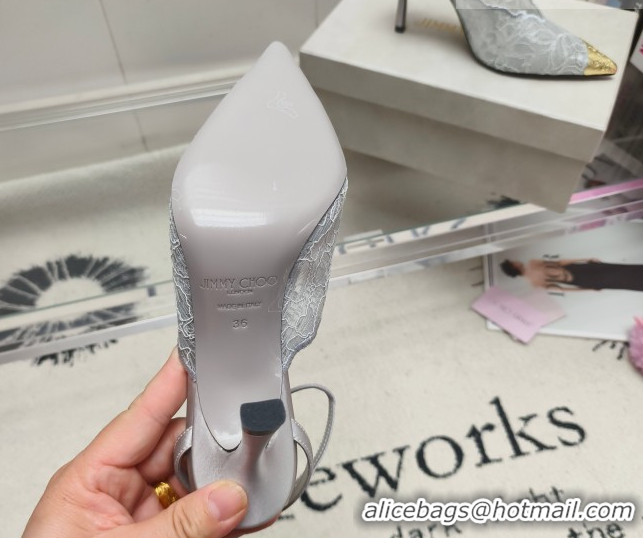 Best Product Jimmy Choo Faiz Lace Pumps 9cm with Metal Detail Grey 0206102 2026
