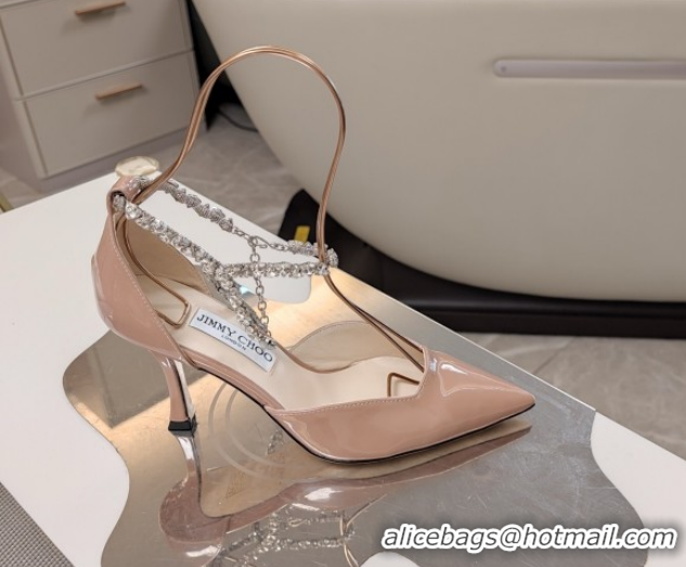 Buy Discount Jimmy Choo Stevie Pumps 8cm in Patent Leather with Strass Strap Nude 0206103 2026