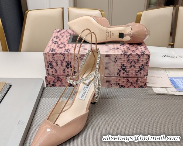 Buy Discount Jimmy Choo Stevie Pumps 8cm in Patent Leather with Strass Strap Nude 0206103 2026