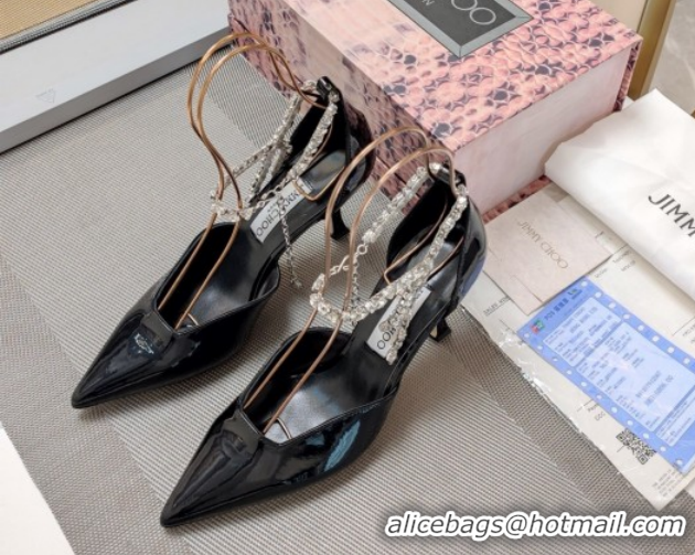 Good Quality Jimmy Choo Stevie Pumps 8cm in Patent Leather with Strass Strap Black 0206105 2026