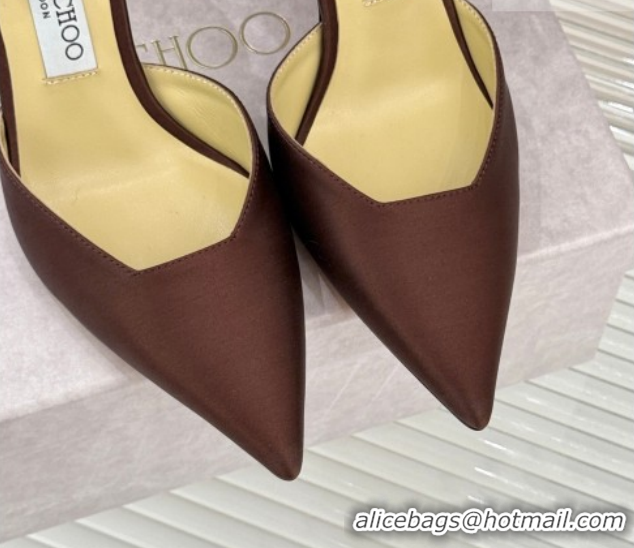 Low Price Jimmy Choo Stevie Pumps 9cm in Satin with Strass Strap Brown 0206106 2026