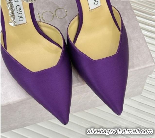 Good Looking Jimmy Choo Stevie Pumps 9cm in Satin with Strass Strap Purple 0206108 2026