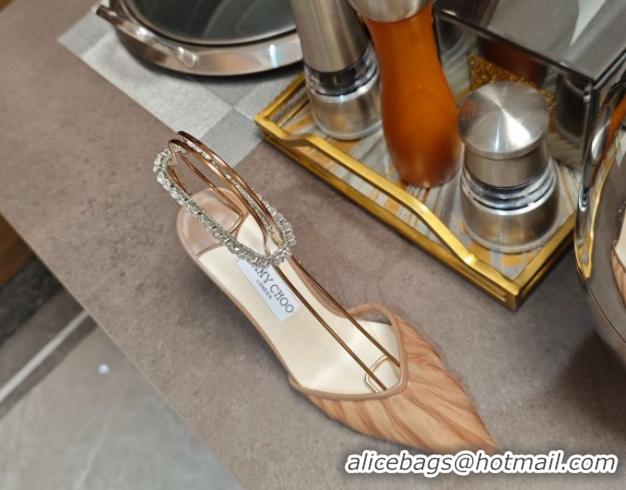 Good Quality Jimmy Choo Saeda Heel Pumps 10cm in Tulle Mesh with Strass Strap Brown 0206115 2026