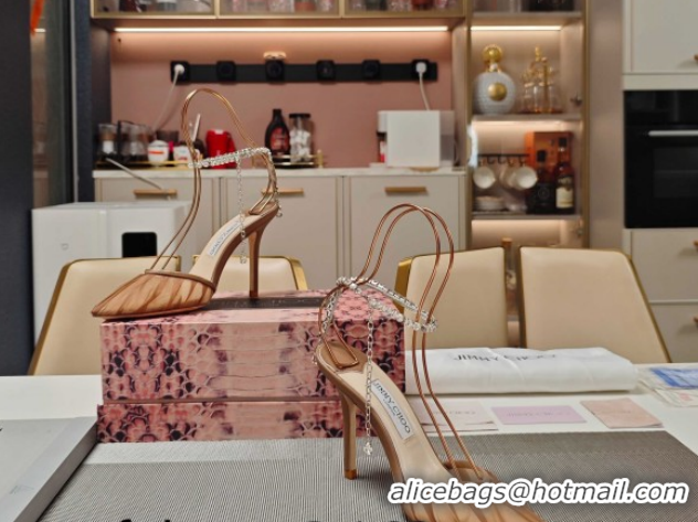 Good Quality Jimmy Choo Saeda Heel Pumps 10cm in Tulle Mesh with Strass Strap Brown 0206115 2026