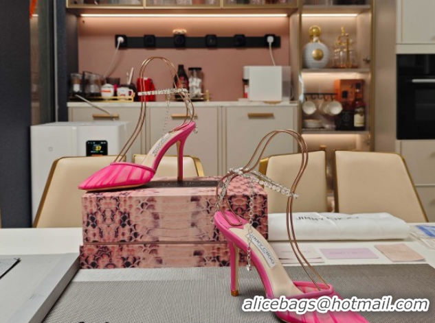 Pretty Style Jimmy Choo Saeda Heel Pumps 10cm in Tulle Mesh with Strass Strap Pink 0206116 2026