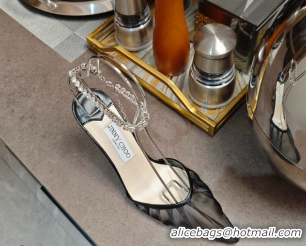 Best Price Jimmy Choo Saeda Heel Pumps 10cm in Tulle Mesh with Strass Strap Black 0206119 2026