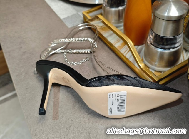 Best Price Jimmy Choo Saeda Heel Pumps 10cm in Tulle Mesh with Strass Strap Black 0206119 2026