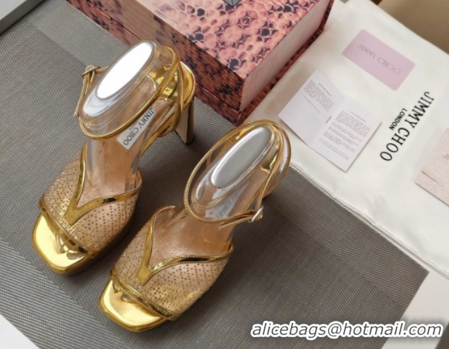 Good Looking Jimmy Choo Karli Platform Sandals 12.5cm in Crystal Mesh 0206120 Gold-Tone 2026