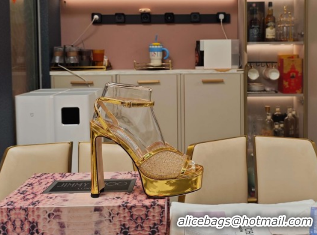 Good Looking Jimmy Choo Karli Platform Sandals 12.5cm in Crystal Mesh 0206120 Gold-Tone 2026