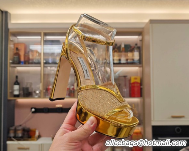 Good Looking Jimmy Choo Karli Platform Sandals 12.5cm in Crystal Mesh 0206120 Gold-Tone 2026