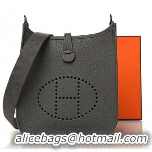 Top Quality Hermes Evelyne Mini TPM Bag 18cm in Original Togo Leather HB18 Pewter Grey/Silver (Pure Handmade)