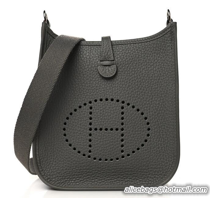 Top Quality Hermes Evelyne Mini TPM Bag 18cm in Original Togo Leather HB18 Pewter Grey/Silver (Pure Handmade)