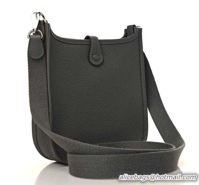 Top Quality Hermes Evelyne Mini TPM Bag 18cm in Original Togo Leather HB18 Pewter Grey/Silver (Pure Handmade)