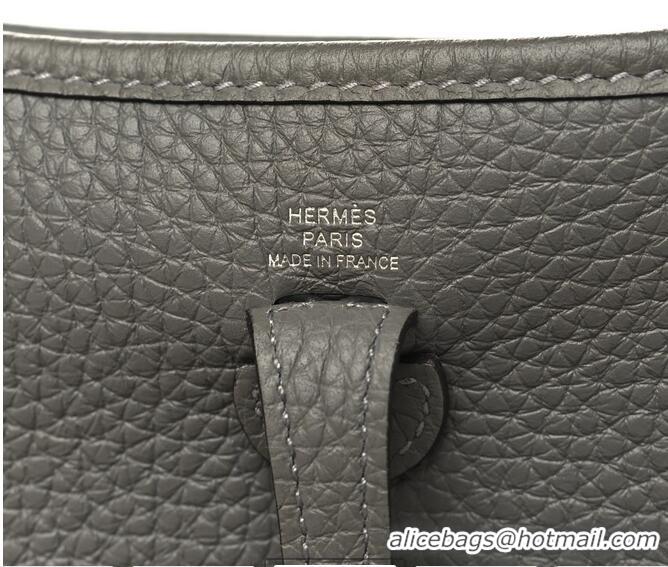 Top Quality Hermes Evelyne Mini TPM Bag 18cm in Original Togo Leather HB18 Pewter Grey/Silver (Pure Handmade)