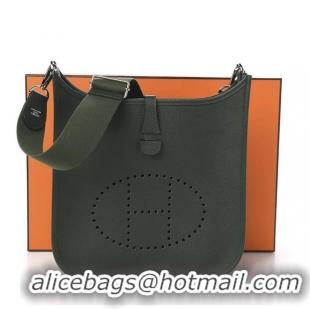 Famous Brand Hermes Evelyne Mini Bag 18cm in Togo Leather H1048 Almond Green/Silver (Half Handmade)