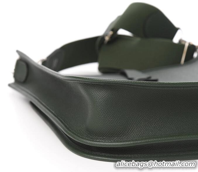 Famous Brand Hermes Evelyne Mini Bag 18cm in Togo Leather H1048 Almond Green/Silver (Half Handmade)