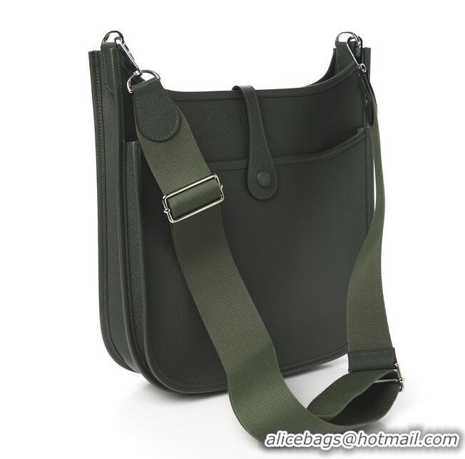 Famous Brand Hermes Evelyne Mini Bag 18cm in Togo Leather H1048 Almond Green/Silver (Half Handmade)