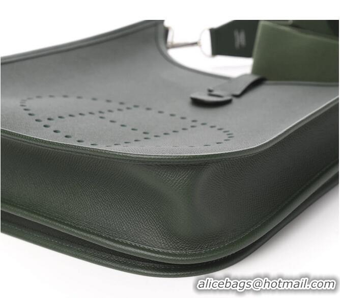 Famous Brand Hermes Evelyne Mini Bag 18cm in Togo Leather H1048 Almond Green/Silver (Half Handmade)