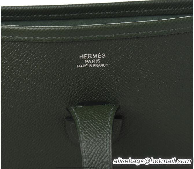 Famous Brand Hermes Evelyne Mini Bag 18cm in Togo Leather H1048 Almond Green/Silver (Half Handmade)