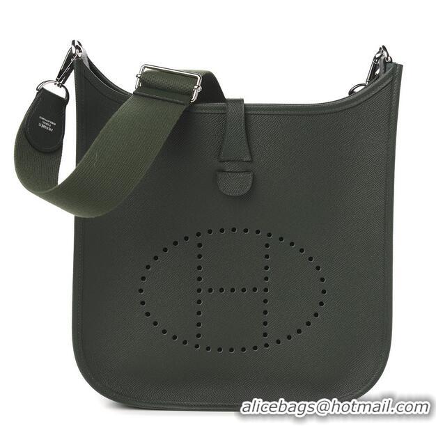 Famous Brand Hermes Evelyne Mini Bag 18cm in Togo Leather H1048 Almond Green/Silver (Half Handmade)