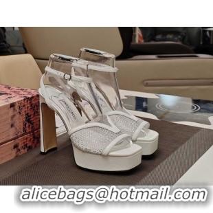 Luxury Cheap Jimmy Choo Karli Platform Sandals 12.5cm in Crystal Mesh 0206123 White 2026