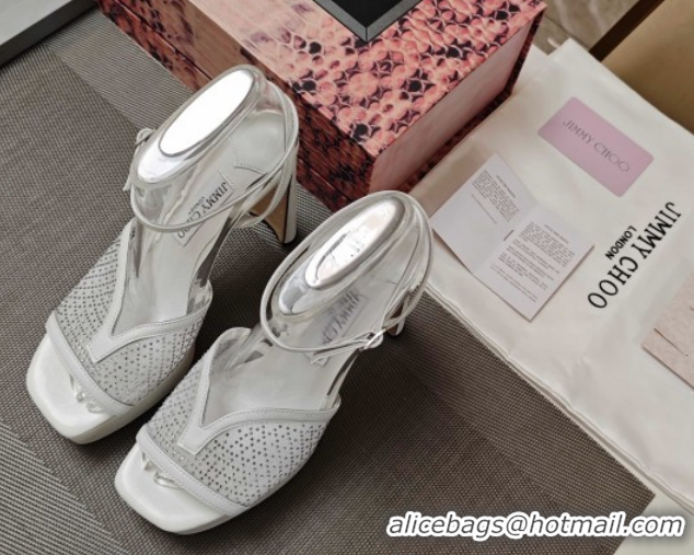 Luxury Cheap Jimmy Choo Karli Platform Sandals 12.5cm in Crystal Mesh 0206123 White 2026