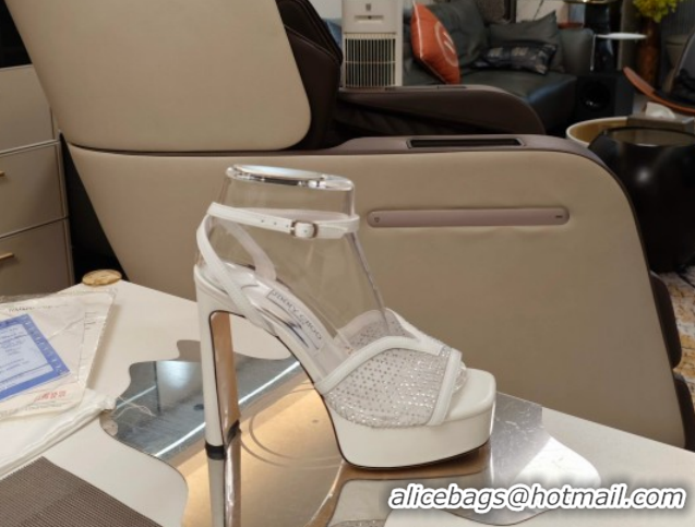 Luxury Cheap Jimmy Choo Karli Platform Sandals 12.5cm in Crystal Mesh 0206123 White 2026