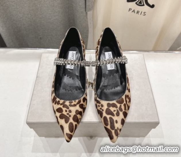 Top Grade Jimmy Choo Bing Pump Flat 2.5cm with Strass Strap in Leopard Print 0207001 2026