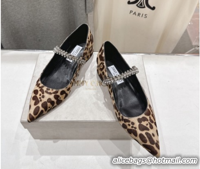 Top Grade Jimmy Choo Bing Pump Flat 2.5cm with Strass Strap in Leopard Print 0207001 2026