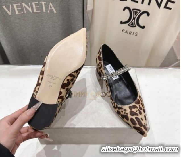 Top Grade Jimmy Choo Bing Pump Flat 2.5cm with Strass Strap in Leopard Print 0207001 2026