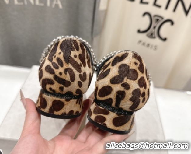 Top Grade Jimmy Choo Bing Pump Flat 2.5cm with Strass Strap in Leopard Print 0207001 2026