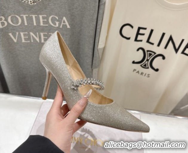 Good Looking Jimmy Choo Bing Pumps 8.5cm with Strass Strap in Glitter 0207010 2026