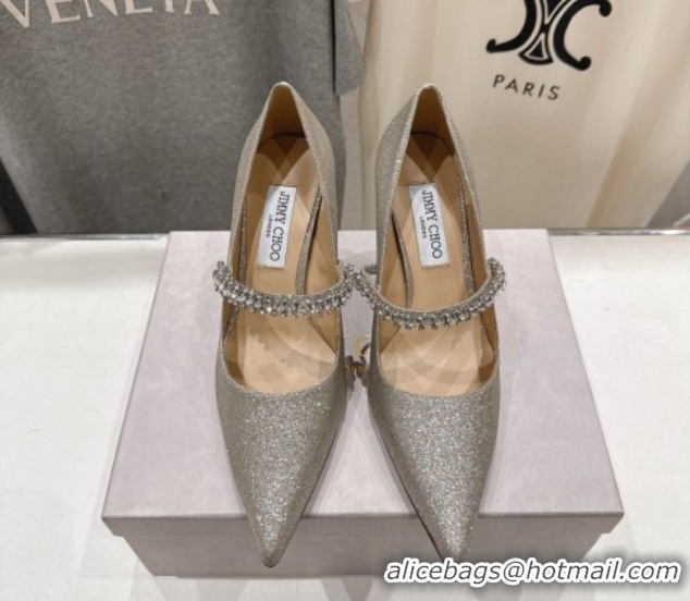 Good Looking Jimmy Choo Bing Pumps 8.5cm with Strass Strap in Glitter 0207010 2026