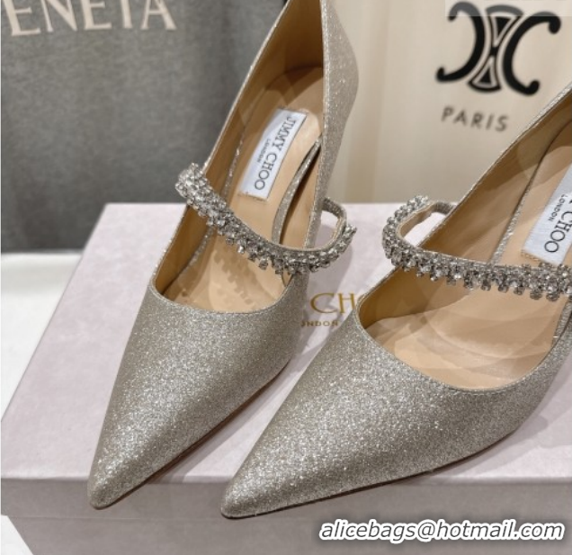 Good Looking Jimmy Choo Bing Pumps 8.5cm with Strass Strap in Glitter 0207010 2026