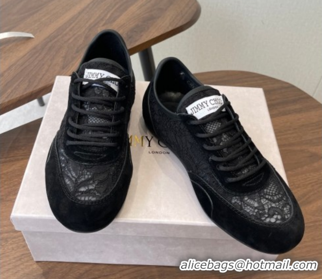 Good Taste Jimmy Choo Sunny F Low Top Trainers Sneakers in Lace and Suede Black 0207011 2026