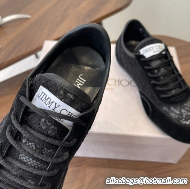 Good Taste Jimmy Choo Sunny F Low Top Trainers Sneakers in Lace and Suede Black 0207011 2026
