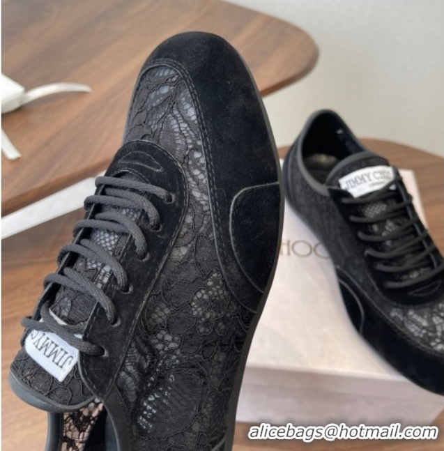 Good Taste Jimmy Choo Sunny F Low Top Trainers Sneakers in Lace and Suede Black 0207011 2026