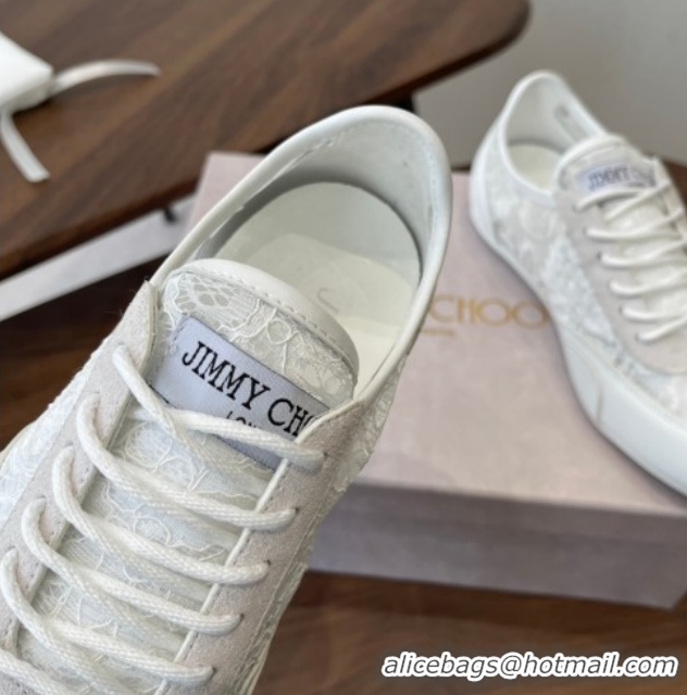 Classic Hot Jimmy Choo Sunny F Low Top Trainers Sneakers in Lace and Leather White 0207012 2026