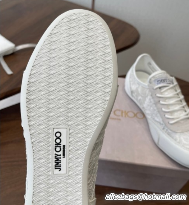 Classic Hot Jimmy Choo Sunny F Low Top Trainers Sneakers in Lace and Leather White 0207012 2026