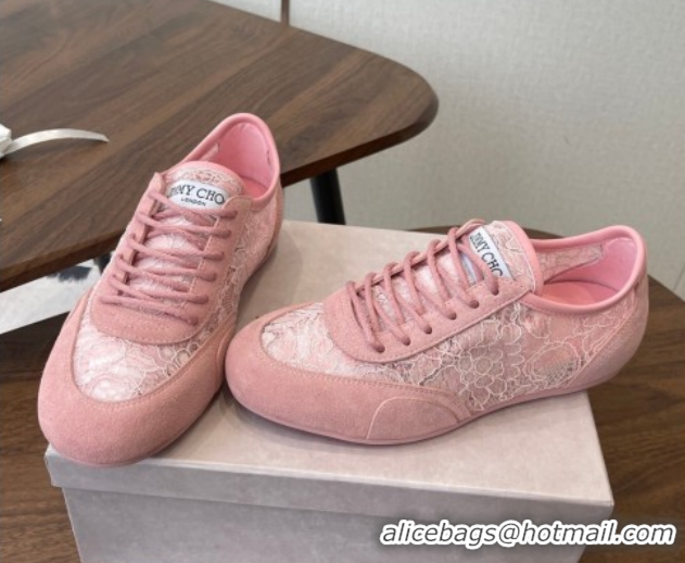Best Price Jimmy Choo Sunny F Low Top Trainers Sneakers in Lace and Suede Pink 0207013 2026