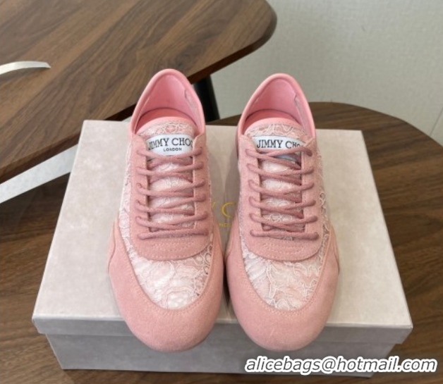Best Price Jimmy Choo Sunny F Low Top Trainers Sneakers in Lace and Suede Pink 0207013 2026