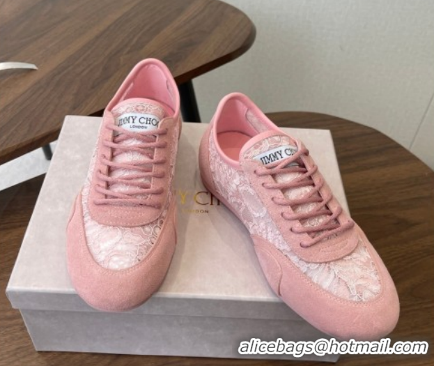 Best Price Jimmy Choo Sunny F Low Top Trainers Sneakers in Lace and Suede Pink 0207013 2026