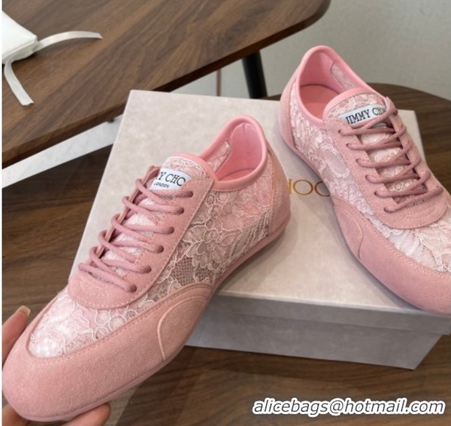 Best Price Jimmy Choo Sunny F Low Top Trainers Sneakers in Lace and Suede Pink 0207013 2026