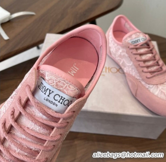 Best Price Jimmy Choo Sunny F Low Top Trainers Sneakers in Lace and Suede Pink 0207013 2026