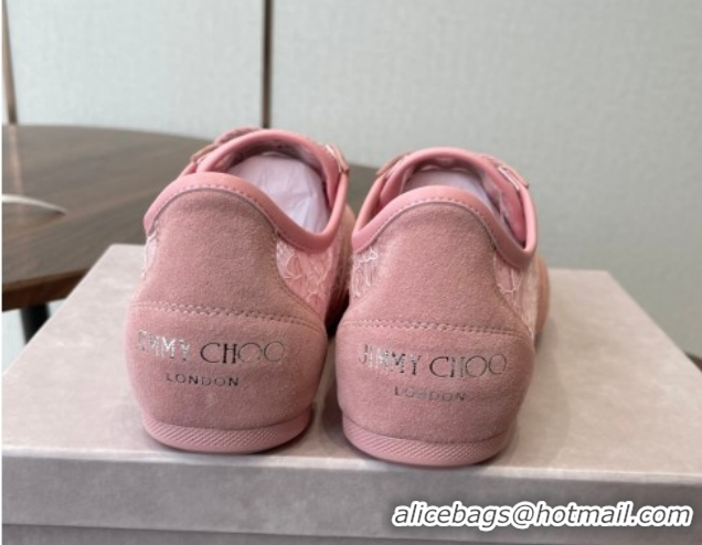 Best Price Jimmy Choo Sunny F Low Top Trainers Sneakers in Lace and Suede Pink 0207013 2026