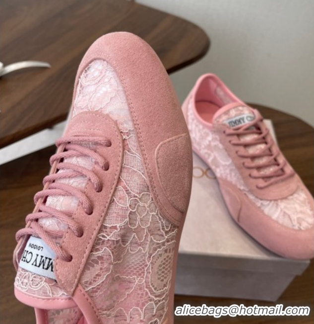 Best Price Jimmy Choo Sunny F Low Top Trainers Sneakers in Lace and Suede Pink 0207013 2026