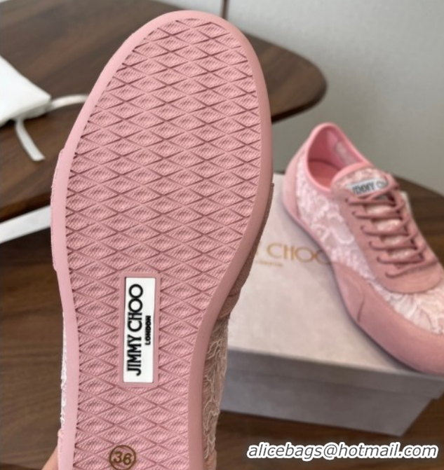 Best Price Jimmy Choo Sunny F Low Top Trainers Sneakers in Lace and Suede Pink 0207013 2026